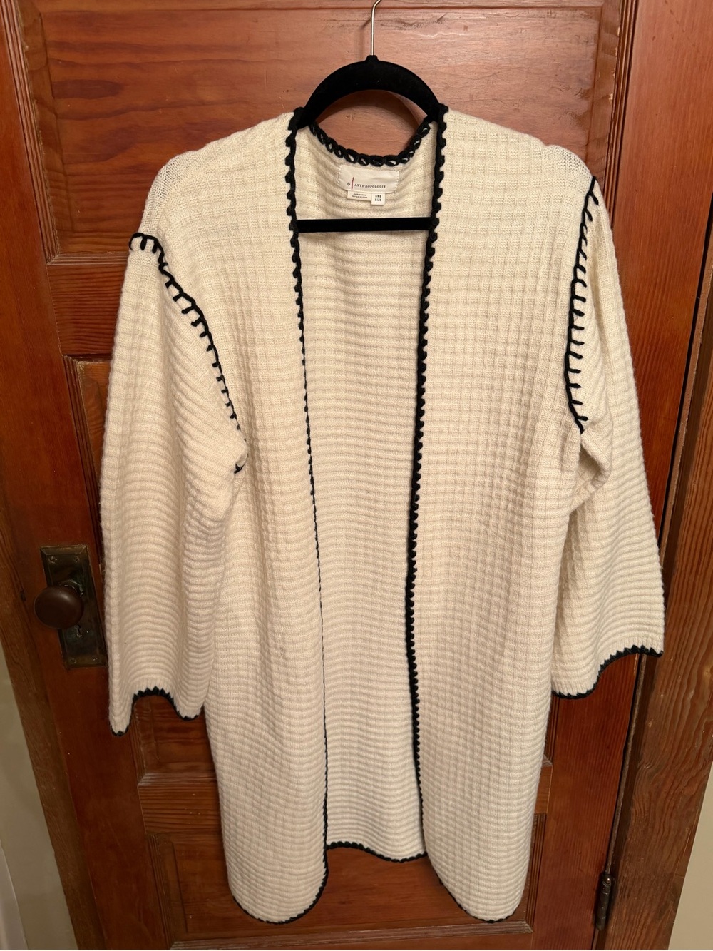 Anthropologie Cardigan Sweater Ivory Mariel Whipstitch One Size
